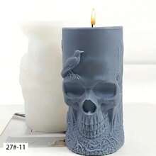 1个圆柱形工艺模具，用于制作蜡烛，带有龙、火烈鸟、鸟、骷髅图案