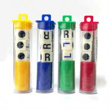 Juego de dados L-C-R - Conjunto clásico de Izquierda Centro Derecha con fichas, opción de tubo rojo/verde/azul/amarillo, juego de fiesta familiar, juego de diversión navideña, edición portátil de viaje, ritmo rápido - Multicolor - Ver 1