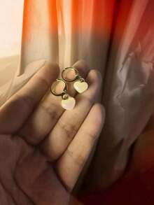 1 par de pendientes de gota con forma de corazón falso de moda (Color) - Dorado - Ver 5