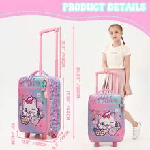 3 PiecesLuggage Set For Girls 16'' Hardside Spinner Wheels Kids Carry On Suitcase, Duffle Bag Back To School - Luggage 3-piece Set - View 4