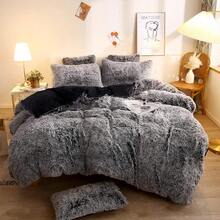 Plush Shaggy Duvet Cover Set, Ultra Soft Fluffy Bedding Sets 3 Pieces (1 Fuzzy Comforter Cover + 2 Pillow Cases), Zipper Close (, Pink), Luxury Bedding - Black Ombre - 查看 12