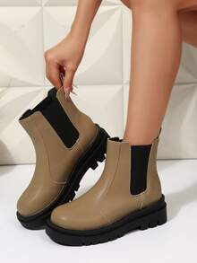 Fall/Winter Fashionable Versatile Casual Commuting Ankle Boots With Thick Soles - Khaki - View 10