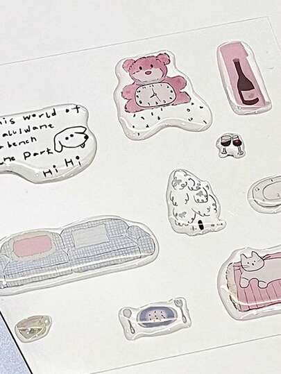 1pc Cute Jelly Gel Sticker, Suitable For DIY Planner, Water Bottle, Tablet, Phone Case, Etc. Scrapbook Supplies Scrapbook Stationery Stickers