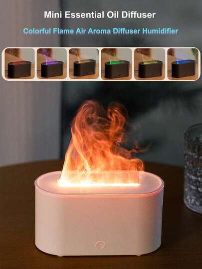 130ml Colorful Flame Aroma Diffuser, Mini Ultrasonic Essential Oil Diffuser, Waterless Auto Shut-Off, Quiet Aromatherapy Diffuser For Home, Bedroom, Office, Yoga, Fragrance Oil Diffuser