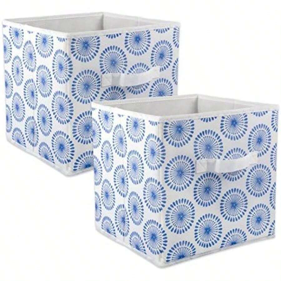 DII CAMZ35079 Papeleras de almacenamiento de tela plegables para guardería, oficinas, hogar, contenedores hechos para adaptarse a organizadores de cubos estándar, pequeños: 28 x 28 x 28 cm, Starburst Blueberry(Azul (Arándano)) - Multicolor - Ver 1