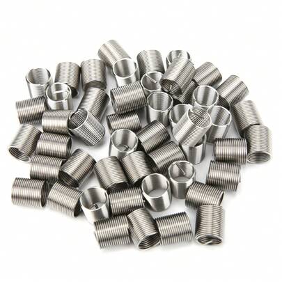 Inserciones de rosca M3, 50 piezas M3 x 0.5 x 1.5D 304 Reparación de roscas de acero inoxidable Herramienta de inserción de alambre Manga de alambre Kit de surtidos de insertos helicoidales