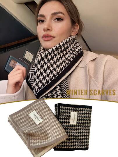 Checkered Scarf, Soft & Comfortable, Warm For Winter, Suitable For All Seasons, Great Gift