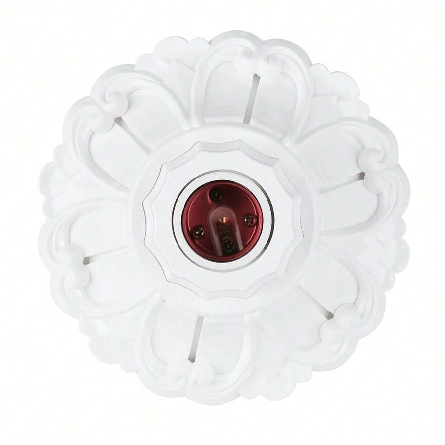 1pc E26/E27 Socket Lamp Holder, Round Petal Embossed Embossed Ceiling Light Bulb Base, Suitable For Home Lighting - French - View 1