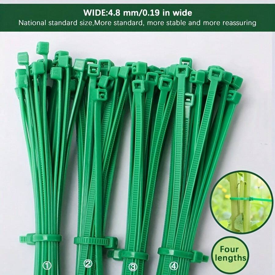 Abraçadeiras de nylon verde, abraçadeiras de plástico de nylon, práticas para fios elétricos, cabos, linhas de rede, plantas de jardim, embalagens externas e vedação.