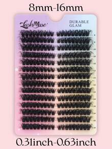 504pcs/252pcs Individual Eye Lash Clusters 80D D Curl 0.31-0.63inch DIY Eyelash Cluster Left & Right Matched, Super Dense, Fluffy, Natural-Looking, Cat Eye Lashes, Reusable Independent Eyelash Extension Kit, Paired With Lash Glue, Tweezers, Perfect For Home Use, Outings, Daily Life, Weddings, Dates, Parties, Music Festivals, Halloween, Christmas, New Year's, Beauty & Health - màu đen - Xem 5