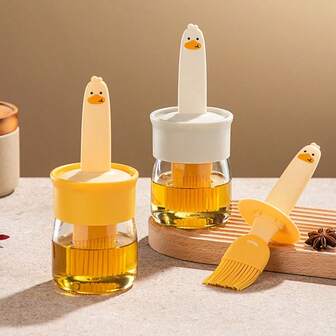 A Silicone Oil Brush Bottle For Household Use, Heat-Resistant Oil Brush With Bottle Packaging, Oil Pot, Outdoor Barbecue Oil Brush, Integrated Oil Brush