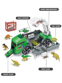 Juguete de vehículo de construcción para niños de 3+ años, 2 en 1 convertible a modo de estacionamiento con coche pequeño aleatorio, regalo de Navidad o cumpleaños - Multicolor - Ver 10