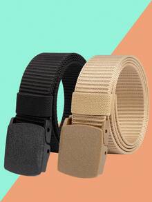 2pcs Men's Sports Waist Belt, Nylon Tactical Belt, Plastic Buckle, Outdoor Tie Down - A - View 5