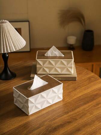 Wooden Cover Tissue Box - Multifunctional Storage Box, Plum Blossom Pattern, Minimalist & Fashionable High Quality, For: Office, Hotel, Living Room, Dining Room, Bedroom, Suitable For: Daily Use, Birthday Gift, National Day, New Year, Christmas, Party Favors