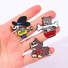 华纳兄弟 1/7 件套可爱卡通动物胸针套装 时尚吉他汤姆和杰瑞珐琅别针 背包服装首饰金属徽章配饰 朋友礼物 - 均碼 - 查看 3