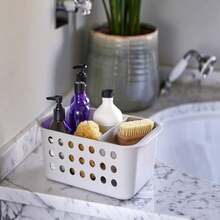 Joseph Joseph EasyStore - Bathroom Essentials Storage Basket Organiser With Moveable Tray, Ecru, Small - MàuA - Xem 4