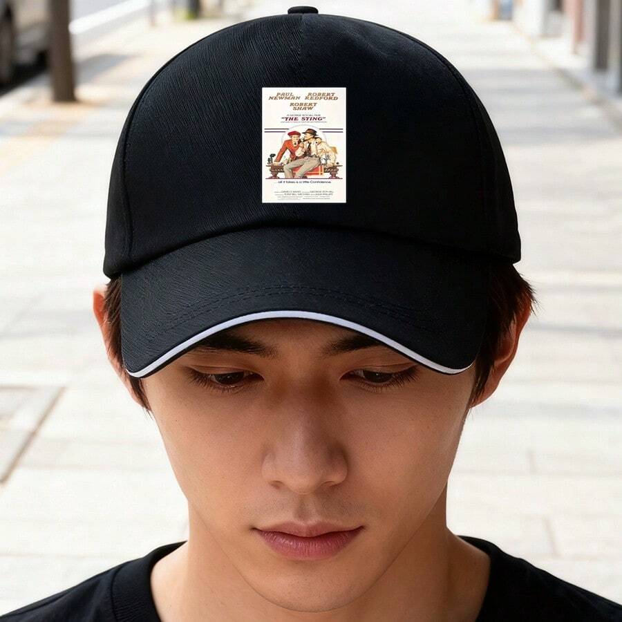 Black Standard Cap "The Sting" Movie Design, Fashionable, for Summer graphic print visual retro small head around unisex baseball cap fashionable breathable low cap Baseball cap sports ball cap snapback cap Duckville cap duck cap snapback large head around low cap - ブラック - チェックする 1