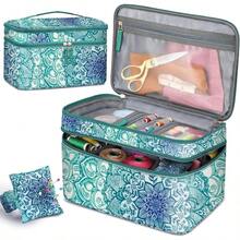 Sewing Accessories Storage And Organizer Case DoubleLayer Sewing Kits Carrying Bag With Wrist Pin Cushion For Threads Needles Embroidery Floss Supplies Felting Kits Emerald Illusions - EmeraldIllusions - View 1