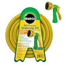 50 Ft. Garden Hose Watering Kit 3/8 In. Watering Hose With Adjustable Nozzle And Included Plastic Hose Reel Perfect For Patios Small Outdoor Spaces Lawn And Garden Use With Durable Design And Easy Storage Solution - 綠黃 - 查看 4