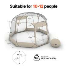 Pop Up Bubble Tent, 12 X 11.1 Ft Waterproof & UV-Resistant, Clear Camping Tent Shelter, Outdoor Garden Dome Tents With Windows, 540° Panoramic View, For 10-12 Persons Patio Backyard - 12*11,1ft - Xem 10