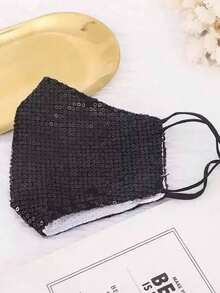 1个时尚透气防尘口罩，彩色亮片个性化口罩，适合日常佩戴，防尘防风，也适合圣诞节和万圣节装扮、女士冬季服装、情人节装扮。 - 彩色 - 查看 3