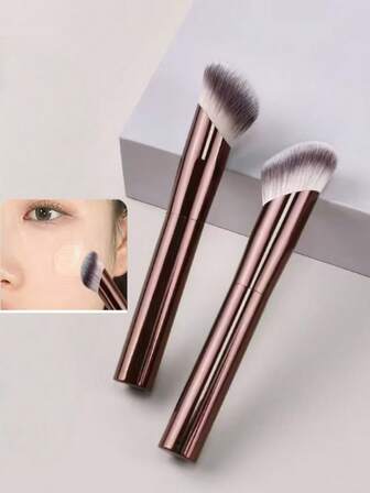 1 st. professionell ansiktsborste, infällbar sminkborste, rougeborste, foundationborste, löspuderborste, syntetiskt hår, ultramjuk foundationborste för flytande smink, kabuki foundationborste, hemma eller på språng, foundationborste, concealerborste, rougeborste, konturborste, rougeborste, bronzerborste, puderborste, foundationborste, rougeborste