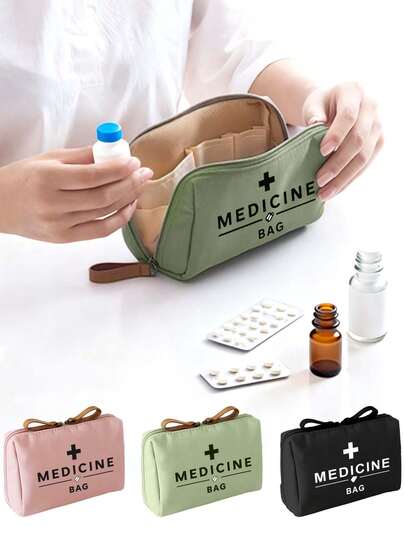 Women'S Vintage Medicine Bag & Travel Organizer - Themed Makeup Box, With Medicine Label Design, Black And White Cross Pattern, Compact Toiletry Bag With Multiple Compartments, Suitable For Travel, Hospitals, And Clinics,Ideal Birthday/Christmas/Anniversary Gift For Nurses, Doctors, And Pharmacists,Durable And Essential For Everyday And Emergency Packing
