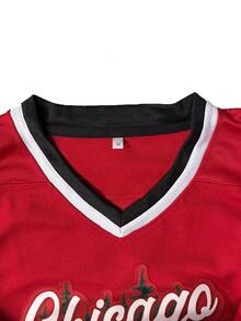 Men's Ice Hockey Jersey 2 Red V-Neck Long Sleeved Embroidered Sports Shirt Ice Hockey Jersey