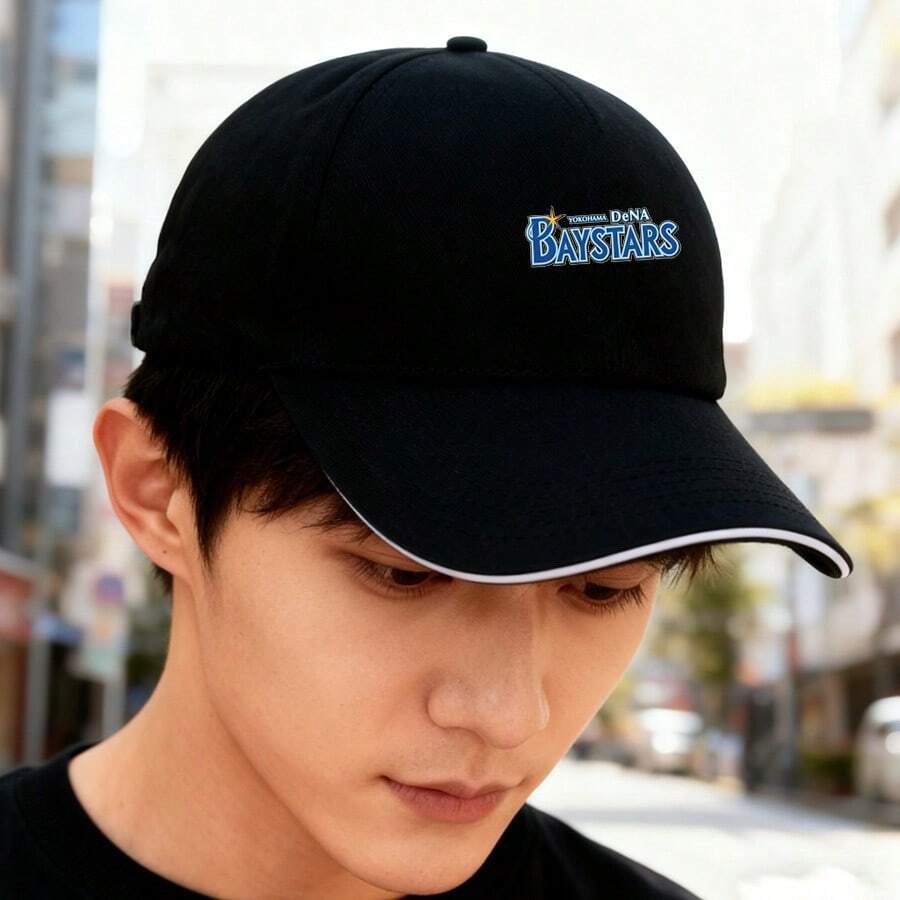 Black cap with the logo of "Yokohama DeNA Baystars" for summer fashion, men's fashionable Baseball cap ball cap retro snapback cap Duckville cap large head around baseball cap low cap unisex small head around graphic print snapback sports duck cap visual low cap breathable - ブラック - チェックする 1