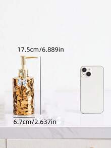 1set Ceramic Bowknot Refillable Pump Bottles, Modern Luxury Style For Home, Hotel, Bar, Restaurant - Gold & Silver Glossy Home Bathroom Decor Fall Decor Back To School