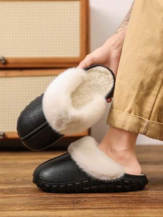 1 Pair Unisex Plush Lined Slippers, Soft Cloud-Like Comfort, Non-Slip Indoor Slippers, Cozy Warm Slippers, Comfortable Fit For Home & Office, Ideal Winter Companion! Removable Thermal Lining Slippers For Men And Women