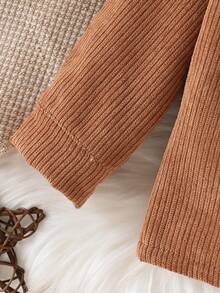 Baby Boys' Casual Corduroy Thermal Lined Hooded Long Sleeve Jacket, Winter - Khaki - View 4