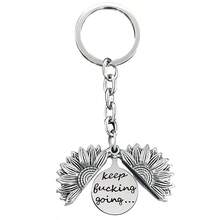 Keychain Pendant With Engraved Sunflower Pendant With Engraved Sunflower Christmas Gift Metal Keychain - Multicolor - View 9
