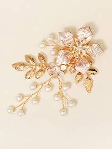 1 件精美彩绘发夹，饰有花卉元素、水钻水晶和仿珍珠，适用于欧式花园婚礼新娘伴娘发型，优雅头饰，情人节配饰