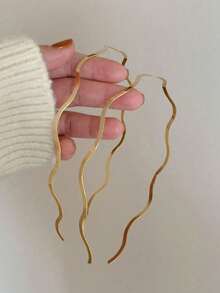 2pcs Fashionable Women's Gold-Colored Metal Wavy Hairband, Curved Headband, Geometric Thin Headband For Daily, Party, Elegant Headwear,Hairband ,Hair Hoop Headbands ,Head Piece