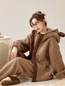 Women Lounge Sets - Brown Pajama Set - View 2