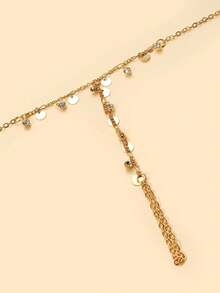 1pc Women's  Bohemian Round Diamond Pendant Metal Chain Finger Bracelet - 金黃色 - 查看 2