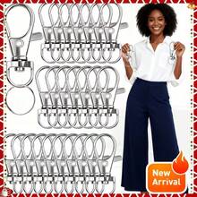 20/50/100个带钥匙圈的钥匙扣钩 - DIY珠宝制作套装，包含10/25/50个金属龙虾扣和10/25/50个可拆卸钥匙链，适用于编织绳索和珠宝制作，珠宝制作材料 - 配件 - 查看 1