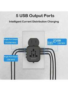 PHILIPS SPS1004B/93 轉換插座 35W PD 快充 3A2C 多口充電 覆蓋英歐美澳日 旅行辦公便攜款 - 查看 2