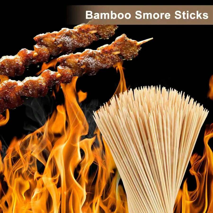 20 piezas Juego de pinchos de bambú premium - Natural, reutilizables y duraderos para parrilla, aptos para barbacoa, kebabs, manualidades y fiestas - Excelentes para carne, verduras, frutas y mariscos - Artículos esenciales de cocina, accesorios de parrilla y suministros para fiestas - Albaricoque - Ver 1