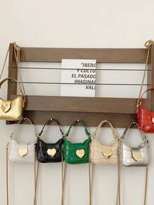 1 pezzo Mini borsa a spalla a forma di cuore con stampa coccodrillo - A - Visualizzare 2