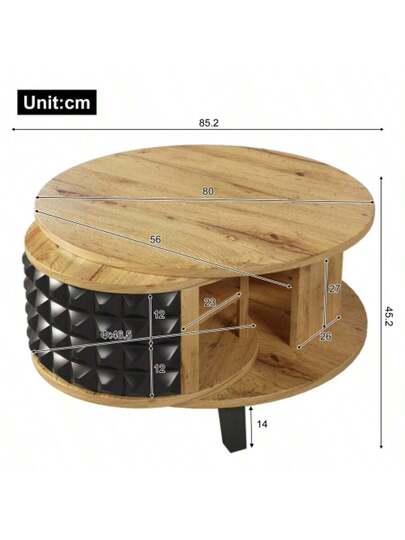 Coffee Table, Swivel Side Tafel Hidden Internal Storage view 6