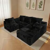 135'' Cloud Sectional Couch With L-Shaped Recliner,(Black) Boneless Corduroy Sofa With Deep Seat, Modern Modular Couch For Living Room, No Assembly Required, Comfy Plush Corduroy Fabric,Sofa De Sala,Couch,Sofa Cama,Muebles Para Sala,Couch For Living Room, Living Room Furniture, Muebles, Bedroom Furniture Set, Recliner Chair For Adult, Living Room Set Furniture.