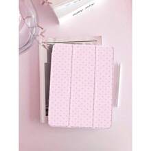 A Classic Pink Polka Dot Patterned Tri-Fold Flip IPad Case Compatible With IPad 10th Generation, IPad 11th Generation, IPad 10.2-Inch, IPad Pro 11-Inch (2021/2020/10th Generation), And Galaxy Tab S9 FE+ (12.4-Inch) Series. Features A Built-In Pen Slot, Supports Sleep/Wake Functionality, And Incorporates A Durable Protective Design With Anti-Slip And Shock-Resistant Properties. Includes A Flip Stand Feature, Card Slots, And Scratch Resistance. Full-Coverage Design. Available In Multiple Colors. Suitable For Both Men And Women. Wake Functionality. Features Durable Protective Design, Slip-Resistant Grip, Shock Absorption, And Flip-Cover Stand Functionality. Suitable For Both Men And Women. - màu hỗn hợp - Xem 3