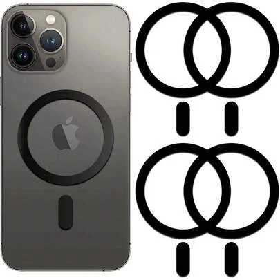 Metal Ring Compatible With Sticker Designed For IPhone 12~17 Circle Magnetic Magnet Adapter Rings For Phone Case Black