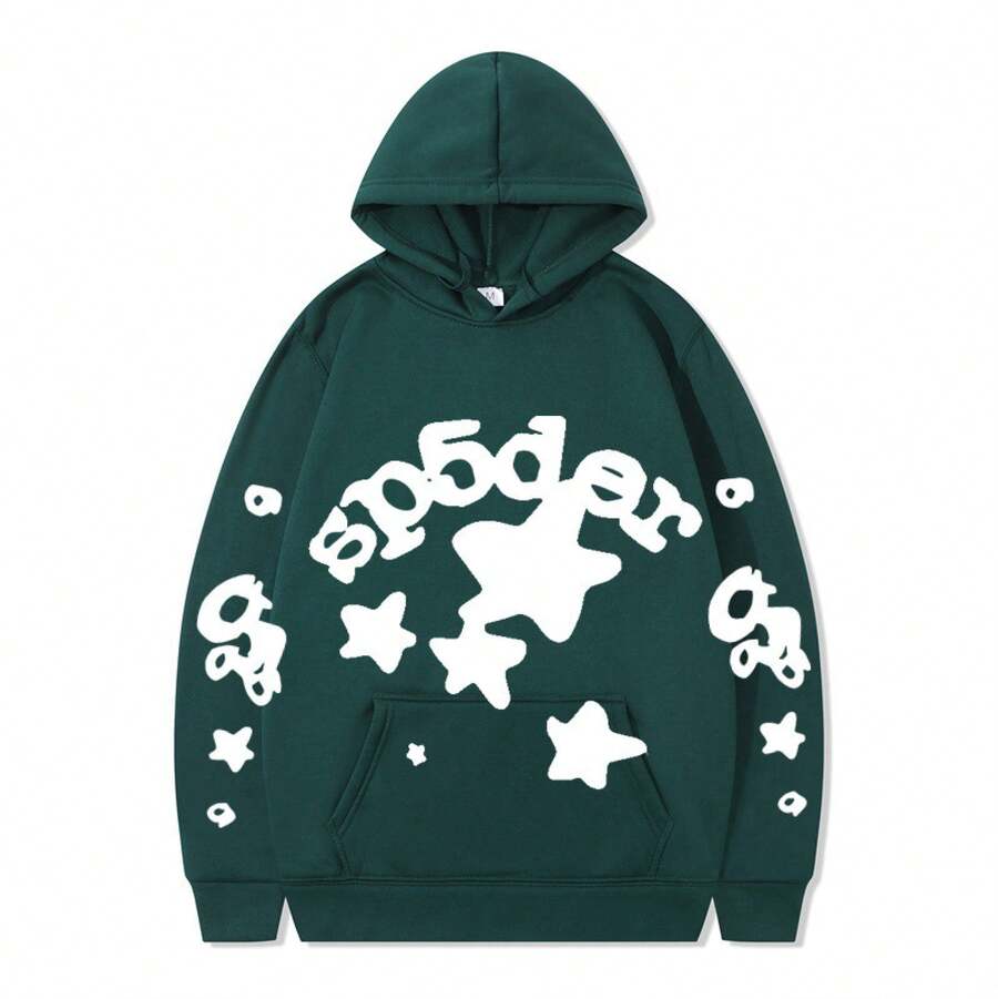 SPSDER Letter Hoodie Couple Spider Web Sweatshirt Top Sweatshirt - 24 - Xem 1