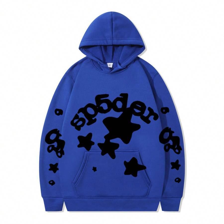 SPSDER Letter Hoodie Couple Spider Web Sweatshirt Top Sweatshirt - 5 - Xem 1