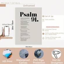 1pc Framed Canvas Wall Art, Psalm 91 Bible Verse Art Print Canvas Poster, Ideal Gift For Bedroom Living Room Hallway Dorm Wall Decor