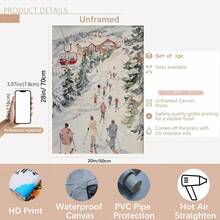 1pc Vintage Winter Ski Scene Watercolor Poster - Unframed, Scenic Snowy Landscape With Skiers And Gondolas, Ideal For Home Or Office Decor, Perfect For Christmas, Easter, Valentine'S Day, Anniversaries, And Beach Parties, Vibrant Wall Art For Indoor Or Outdoor Use, Winter Wonderland Decor Home Decor Christmas Decorations Room Decor