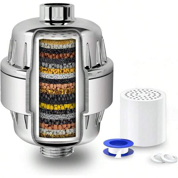 20 Stage Shower Filter With Vitamin C For Hard Water High Output Shower Water Filter To Remove Chlorine And Fluoride 1 Cartridges Included Consistent Water Flow Shower Head Filter